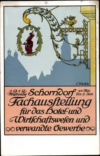 Künstler Ak Weible, Schorndorf in Württemberg, Fachausstellung für Hotel u. Wirtschaftswesen 1912