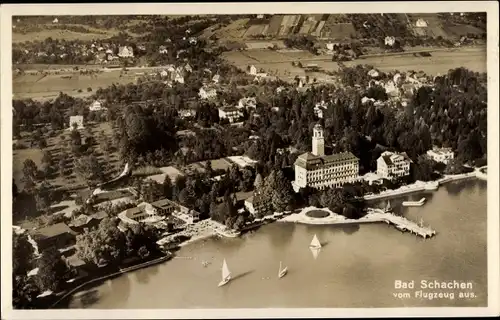 Ak Bad Schachen Lindau in Bodensee Schwaben, Fliegeraufnahme vom Ortsteil