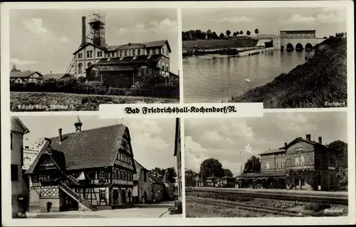 Ak Kochendorf Bad Friedrichshall Baden Württemberg, Schacht König Wilhelm II, Bahnhof, Gleisseite