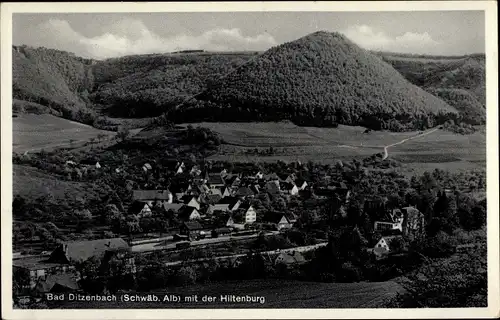 Ak Bad Ditzenbach Baden Württemberg, Blick auf den Ort mit Hiltenburg