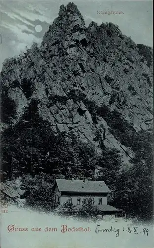 Mondschein Ak Thale im Harz, Gasthaus Königsruhe im Bodetal