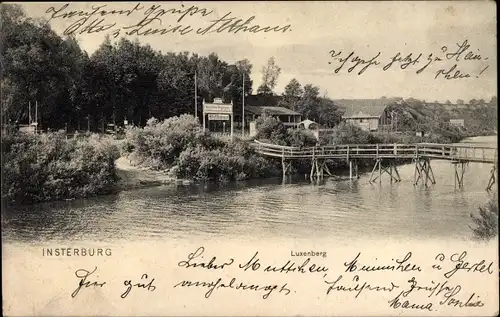 Ak Tschernjachowsk Insterburg Ostpreußen, Luxenberg, Gasthaus, Steg