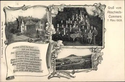Studentika Ak Homberg an der Efze Hessen, Abschieds Commers 1908, Gruppenaufnahme