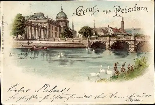 Litho Potsdam in Brandenburg, Stadtschloss, Langebrücke