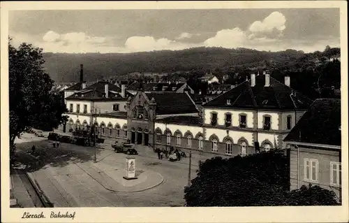 Ak Lörrach in Baden, Bahnhof, Straßenseite
