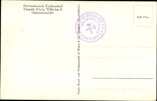 Ak Kochendorf Bad Friedrichshall Baden Württemberg, Steinsalzwerk, Schacht König Wilhelm II