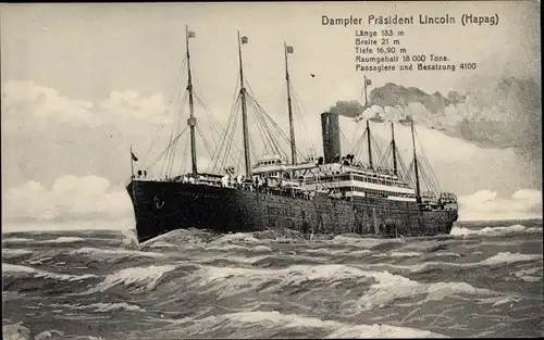 Ak Dampfer Präsident Lincoln, Hapag