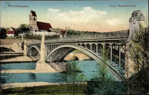 Ak Plochingen im Kreis Esslingen, Neue Neckarbrücke