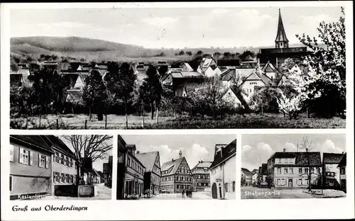 Ak Oberderdingen im Kraichgau Württemberg, Panorama, Brunnen, Rathaus, Straßenpartie