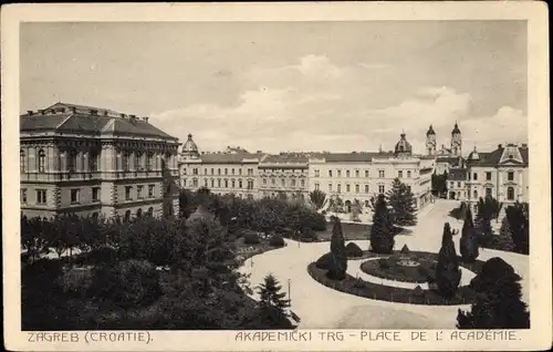 Ak Zagreb Kroatien, Place de l'Academie