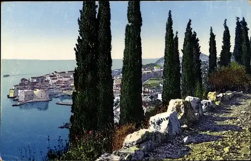 Ak Dubrovnik Kroatien, Blick zum Ort