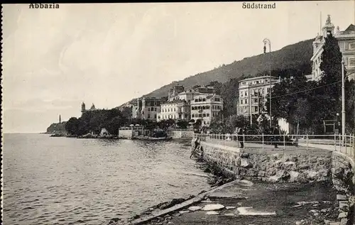 Ak Opatija Abbazia Kroatien, Südstrand, Teilansicht