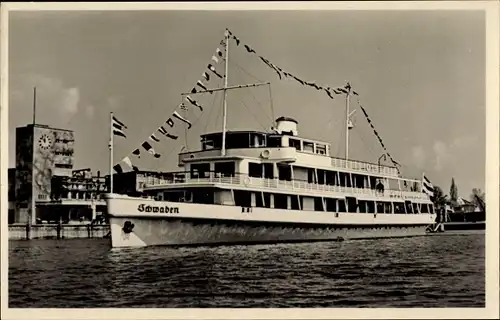 Ak Friedrichshafen am Bodensee, Bodenseedampfer Schwaben, Seebahnhof