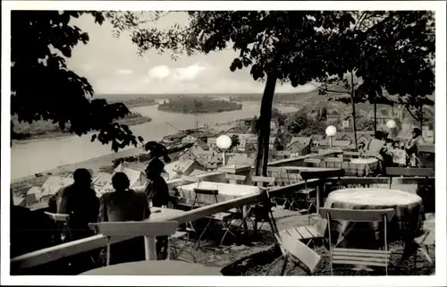 Ak Vallendar in Rheinland Pfalz, Bergrestaurant Humboldthöhe, Terrasse