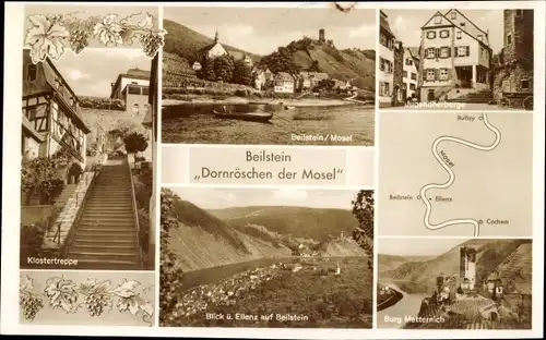 Ak Beilstein an der Mosel, Mosel, Jugendherberge, Klostertreppe, Burg Metternich