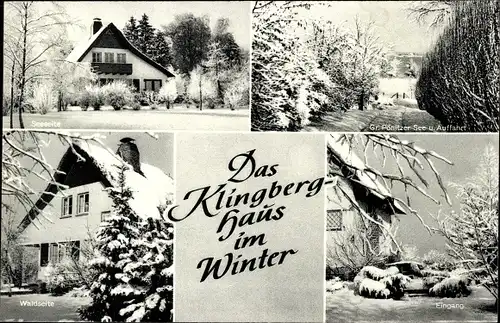 Ak Pönitz Scharbeutz in Ostholstein, Parkhaus Garkau, Klingberghaus, Winter