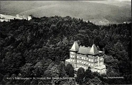 Ak Bad Soden Salmünster in Hessen, Erholungsheim St. Vinzenz, Fliegeraufnahme