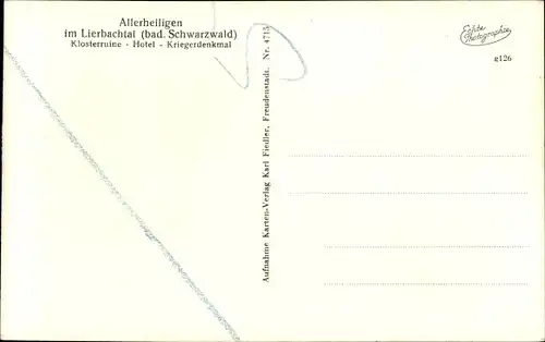 Ak Oppenau im Schwarzwald, Klosterruine Allerheiligen