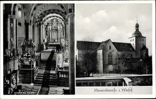 Ak Neuenheerse Bad Driburg in Westfalen, Kirche, aussen und innen
