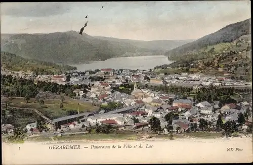 Ak Gérardmer Lothringen Vosges, Panorama de la Ville et du Lac