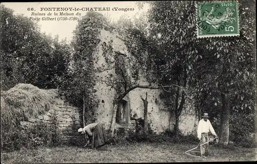 Ak Fontenoy le Chateau Vosges, Ruines de la Maison du Poete Gilbert