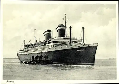 Ak USL Dampfer SS America, Schlepper