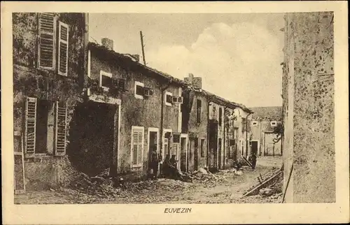 Ak Euvezin Meurthe et Moselle, Zerstörte Häuser
