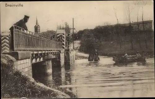 Ak Brainville Meurthe et Moselle, Brücke, Deutsche Soldaten, Pferde