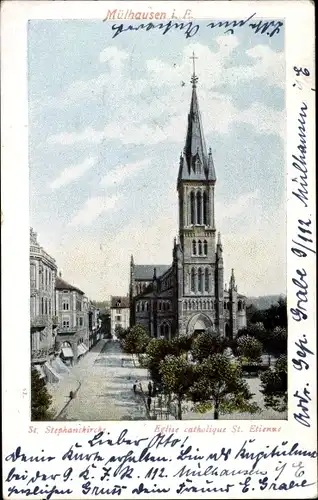 Ak Mulhouse Mülhausen Elsass Haut Rhin, Sankt Stephanskirche, Eglise St. Etienne