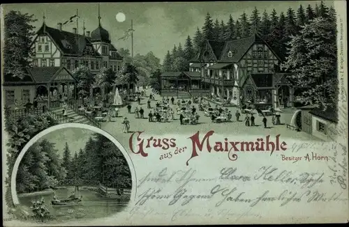 Mondschein Litho Dresden Pillnitz, Gasthaus Maixmühle