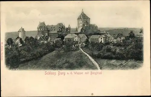 Ak Burg an der Wupper Solingen, Schloss Burg mit Bergfried