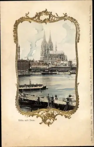 Präge Passepartout Ak Köln am Rhein, Dom, Schiffbrücke