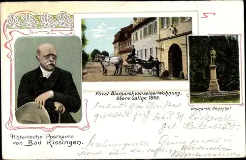 Jugendstil Ak Bad Kissingen Unterfranken Bayern, Otto von Bismarck, Wohnung, Denkmal