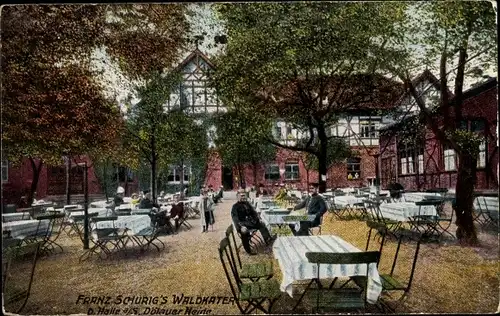 Ak Dölauer Heide Halle an der Saale, Franz Schurig's Waldkater, Außenansicht