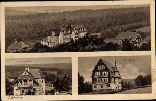 Ak Schömberg im Schwarzwald Württemberg, Neue Heilanstalt, Villa Elisabeth, Villa Sigwart