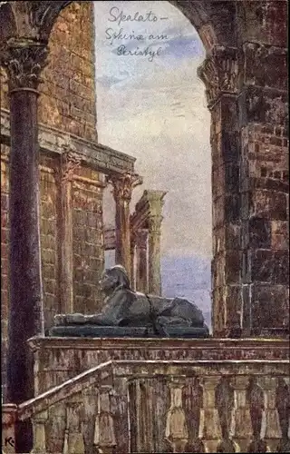 Künstler Ak Split Spalato Kroatien, Sphinx am Peristyl