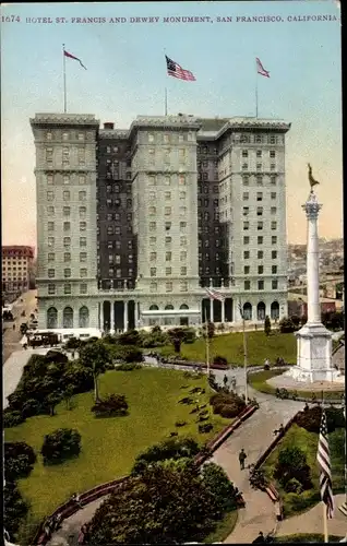Ak San Francisco Kalifornien USA, Hotel St. Francis, Dewey Monument