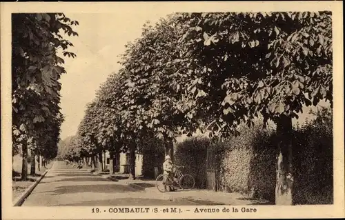 Ak Combault Seine et Marne, Avenue de la Gare