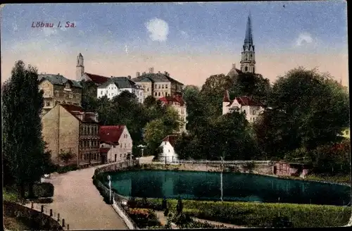 Ak Löbau Sachsen, Teich, Nicolaikirche