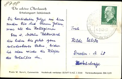 Ak Schönbach in der Oberlausitz, Panorama