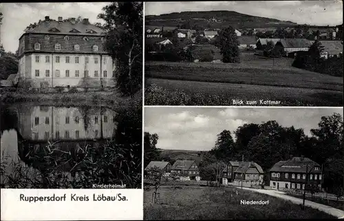 Ak Ruppersdorf Herrnhut in der Oberlausitz, Kinderheimat, Niederdorf, Panorama