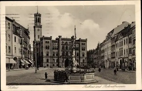 Ak Zittau Kreis Görlitz, Marktplatz, Rathaus, Rolandbrunnen