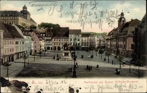 Ak Weißenfels an der Saale, Marktplatz mit Kaiser Wilhelm Denkmal