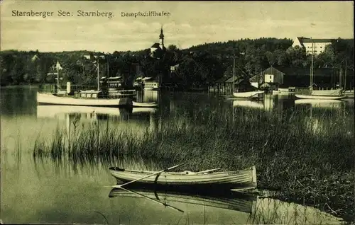 Ak Starnberg in Oberbayern, Dampfschiffhafen, Starnberger See