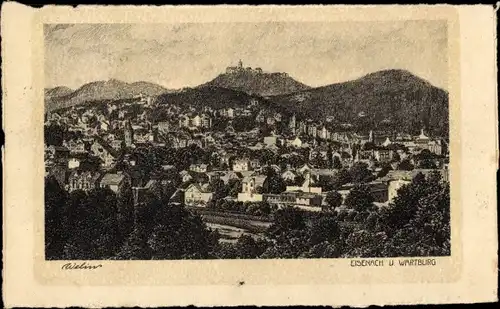 Ak Lutherstadt Eisenach in Thüringen, Gesamtansicht mit Wartburg, Welin