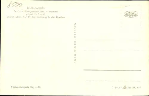 Ak Bischofswerda in Sachsen, Ev. Luth. Kirchgemeindehaus, Bachsaal