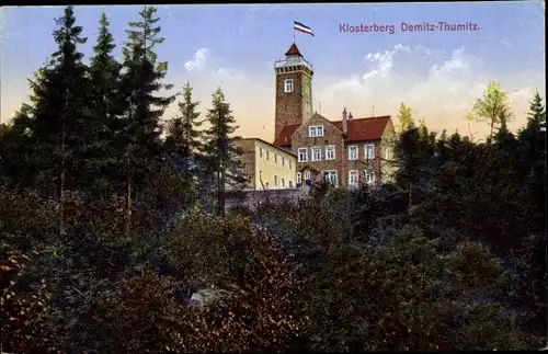 Ak Demitz Thumitz in Sachsen, Blick auf den Klosterberg, Turm