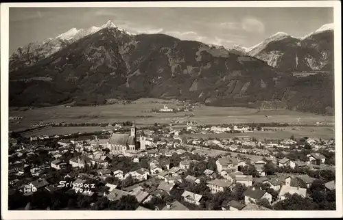 Foto Ak Schwaz in Tirol, Totalansicht der Ortschaft