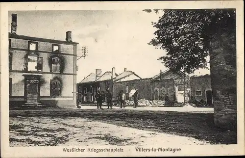 Ak Villers la Montagne Meurthe et Moselle, Kriegszerstörungen am Ort, Westlicher Kriegsschauplatz