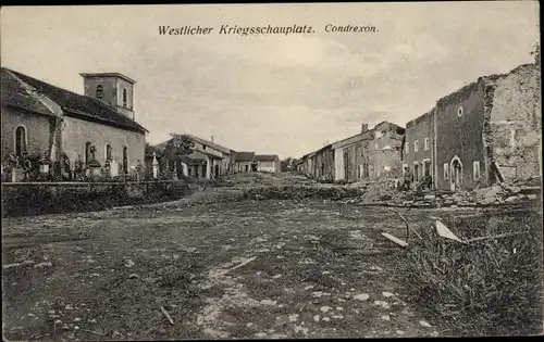 Ak Condrexon Meurthe et Moselle, Zerstörte Häuser, Westlicher Kriegsschauplatz